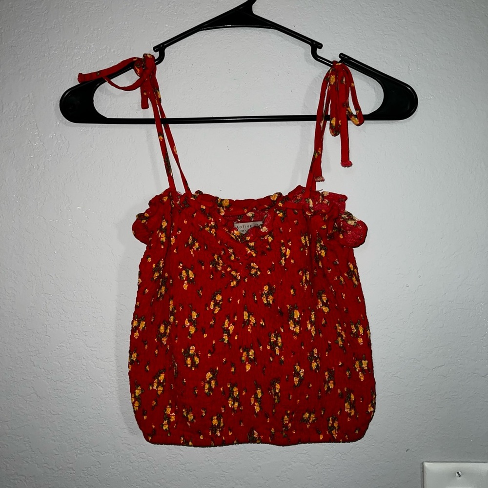 Active USA red flower tank top